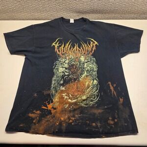 Vulvodynia Band T-Shirt Mens XL Black Bleach Distressed Raw Hem Deathcore Slam